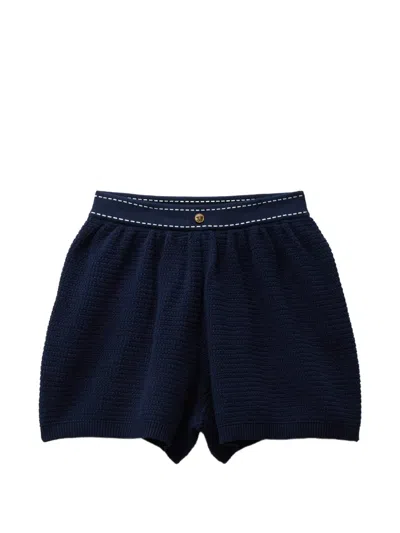 Versace Cotton-knit Shorts In Blue