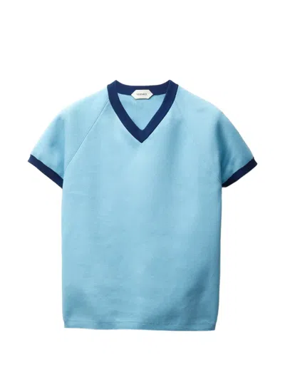 Versace Cotton-knit T-shirt In Blue