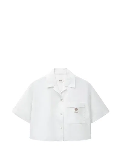 Versace Cotton-poplin Crop Shirt In White