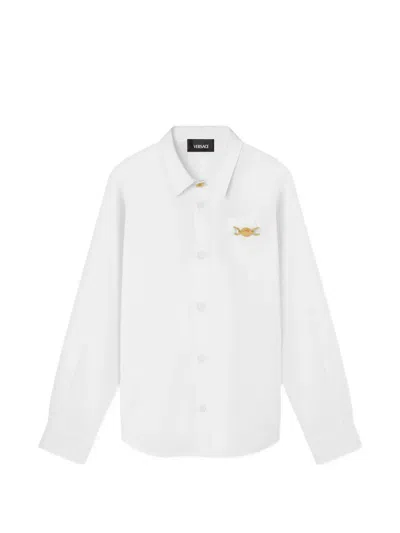 Versace Kids' Cotton-poplin Shirt In White