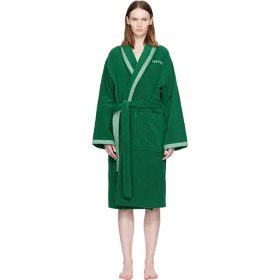 Versace Green Cotton-terry Jacquard Bathrobe