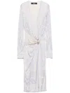 Versace Coupe Des Dieux-print Midi Dress In Neutrals