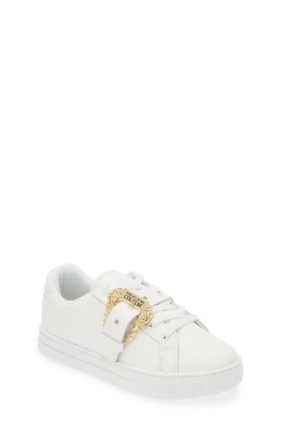 Versace Jeans Couture Leather Court 88 Sneakers With Golden Buckle In White