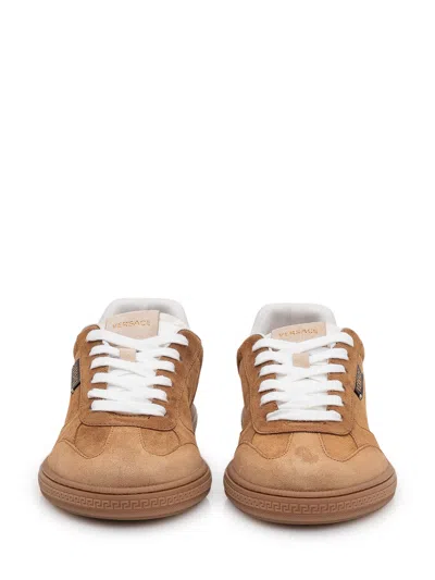 Versace Court Sneakers In Brown
