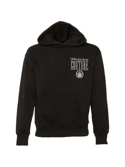 Pre-owned Versace Couture Logo-embroidered Hoodie In Black