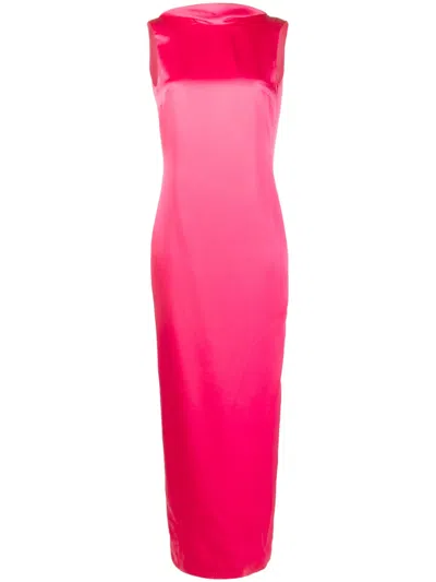 Versace Cow Long Dress In Pink