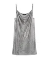 Versace Metallic Short Dress With Draped Neck In Gray
