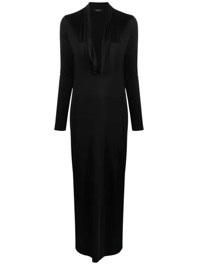Versace Cowl Long Dress, Female, Black, 48