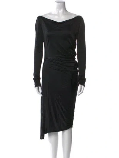 Pre-owned Versace Cowl Neck Midi Length Dress In Black