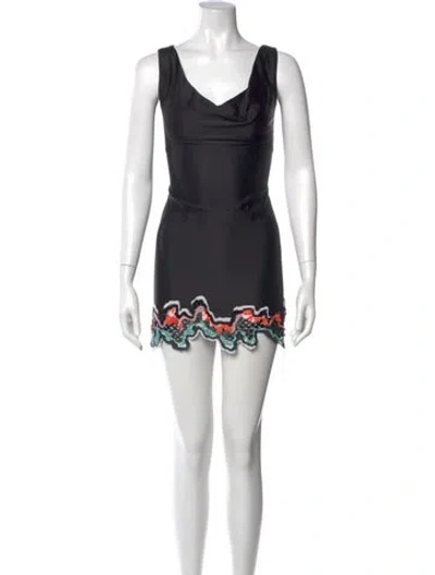 Pre-owned Versace Cowl Neck Mini Dress In Black