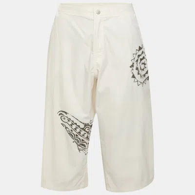 Pre-owned Versace Cream Printed Poplin Short Pants Xxl In White