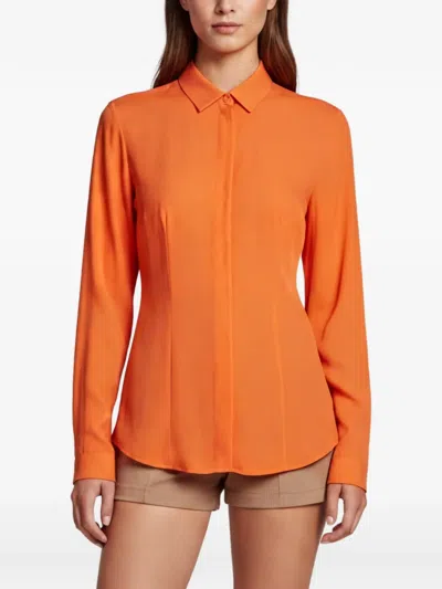 Pre-owned Versace Crepe De Chine Shirt In Orange