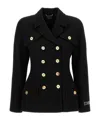 Versace Black Crepe Double-breasted Jacket In Black
