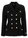 Versace Black Crepe Double-breasted Jacket In Black