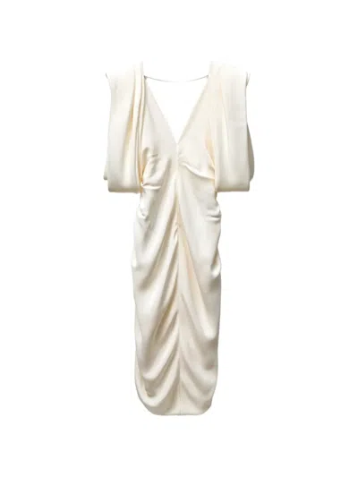 Versace Crêpe Marocaine Silk Midi Dress In White
