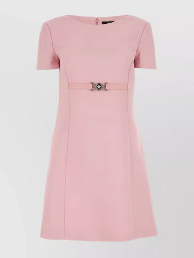 Versace Crepe Medusa '95 Mini Dress With Round Neckline In Pink