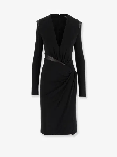 VERSACE CREPE MINI DRESS WITH V-NECKLINE