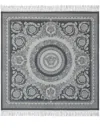 Versace Crete De Fleur-pattern Fringed Blanket In Grey