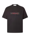 Versace T-shirt With Embroidered Logo In Multi