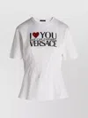 Versace Crew Neck Embellished Graphic Print Short Sleeves In White