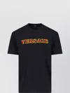 Versace Crew Neck Embroidered Design Short Sleeves In Black