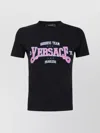 Versace Crew Neck Graphic Print Short Sleeves Top In Black
