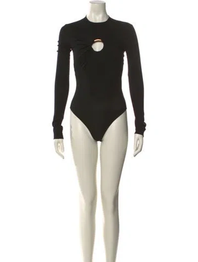 Pre-owned Versace Crew Neck Long Sleeve Bodysuit In Black