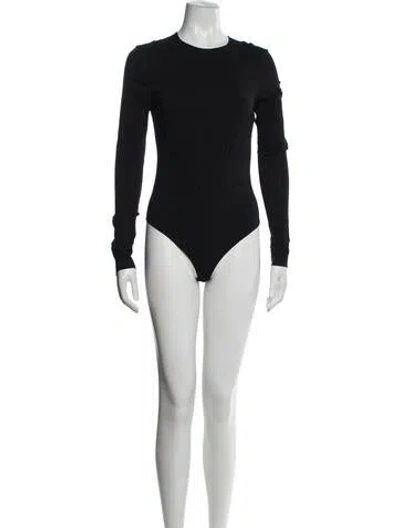 Pre-owned Versace Crew Neck Long Sleeve Bodysuit In Black