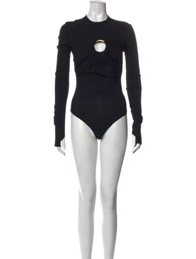 Pre-owned Versace Crew Neck Long Sleeve Bodysuit In Black