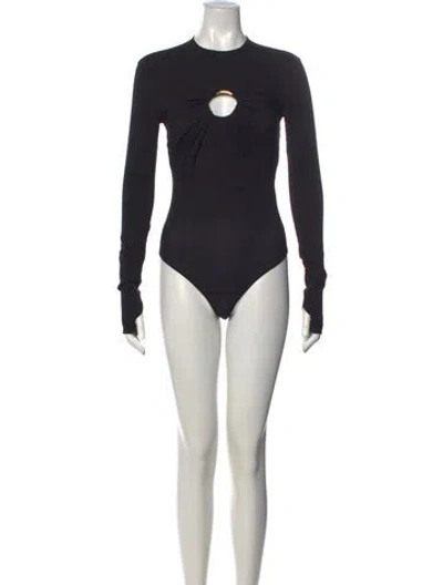 Pre-owned Versace Crew Neck Long Sleeve Bodysuit In Black