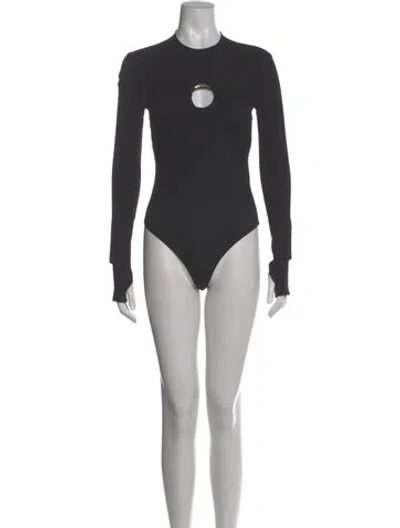 Pre-owned Versace Crew Neck Long Sleeve Bodysuit In Gray