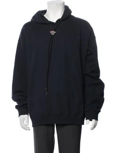 Pre-owned Versace Crew Neck Long Sleeve Hoodie In Blue