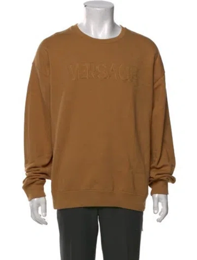 Pre-owned Versace Crew Neck Long Sleeve Sweatshirt In Brown