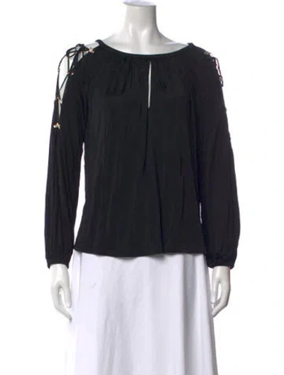 Pre-owned Versace Crew Neck Long Sleeve Top In Black