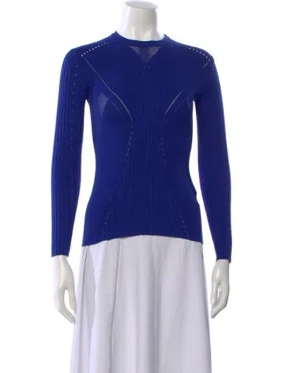 Pre-owned Versace Crew Neck Long Sleeve Top In Blue
