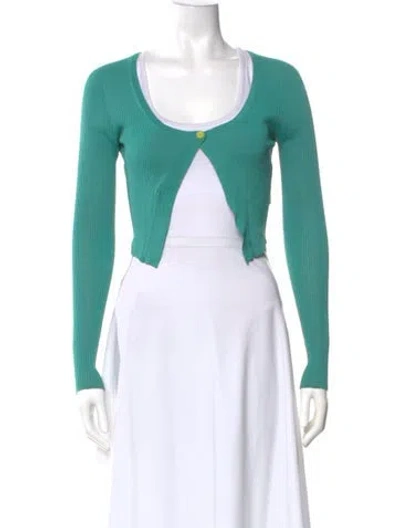 Pre-owned Versace Crew Neck Long Sleeve Top In Green