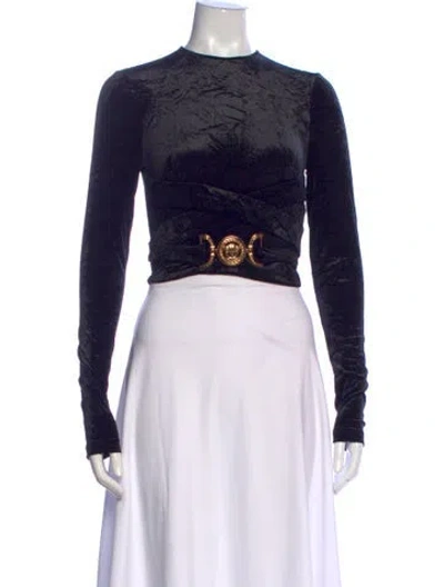 Pre-owned Versace Crew Neck Long Sleeve Top In Purple