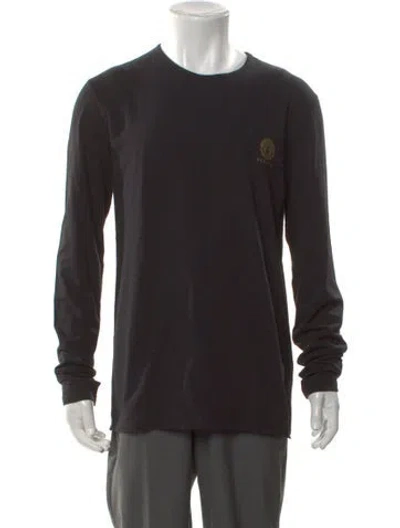 Pre-owned Versace Crew Neck Long Sleeve T-shirt In Black