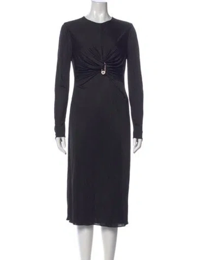 Pre-owned Versace Crew Neck Midi Length Dress In Black