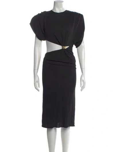 Pre-owned Versace Crew Neck Midi Length Dress In Black