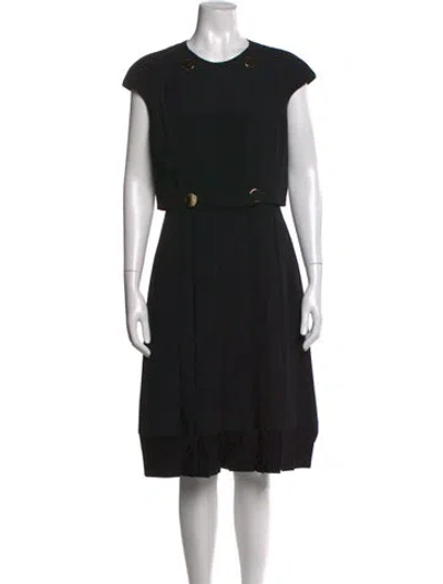 Pre-owned Versace Crew Neck Midi Length Dress In Black