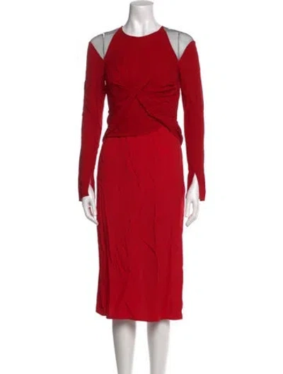 Pre-owned Versace Crew Neck Midi Length Dress W/ Tags In Red