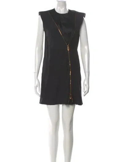 Pre-owned Versace Crew Neck Mini Dress In Black