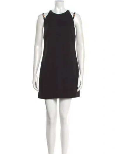 Pre-owned Versace Crew Neck Mini Dress In Black