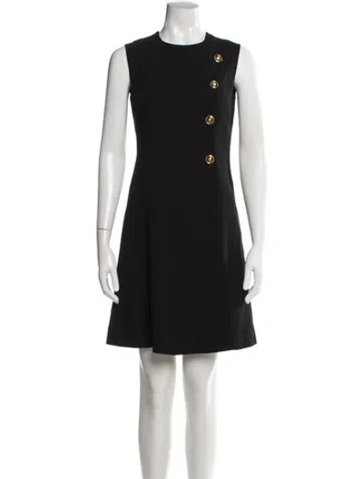Pre-owned Versace Crew Neck Mini Dress In Black