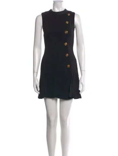 Pre-owned Versace Crew Neck Mini Dress In Black