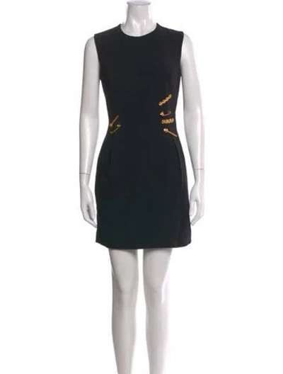 Pre-owned Versace Crew Neck Mini Dress In Black