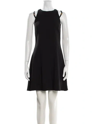 Pre-owned Versace Crew Neck Mini Dress In Black