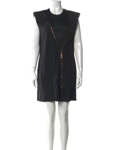Pre-owned Versace Crew Neck Mini Dress In Black