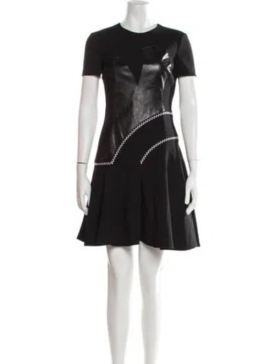 Pre-owned Versace Crew Neck Mini Dress In Black